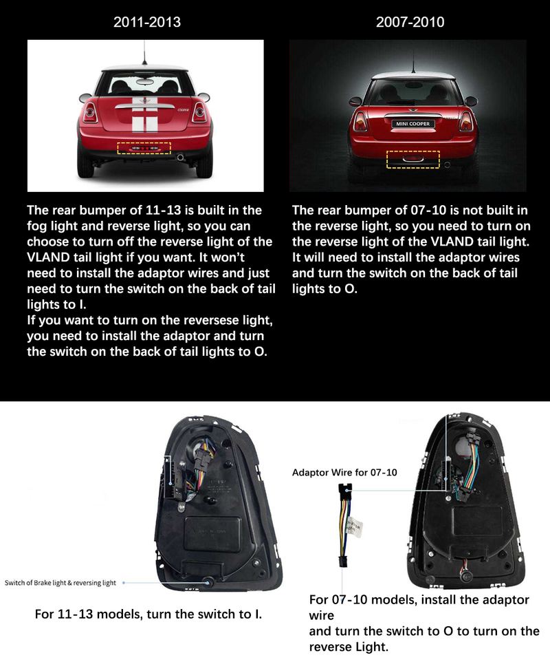 Vland LED Tail Lights For Mini Cooper R-Series 2007-2013 2nd Gen w/ Sequential Indicator