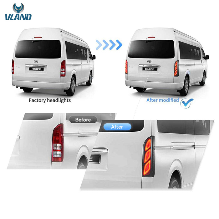 Luces traseras LED VLAND para Toyota Hiace 2005-2018 YAB-HS-0309-H