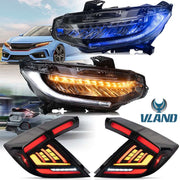 VLAND Full LED Headlights + Tail Lights for Honda Civic Hatchback 2016-2021 [Not fit Type R]