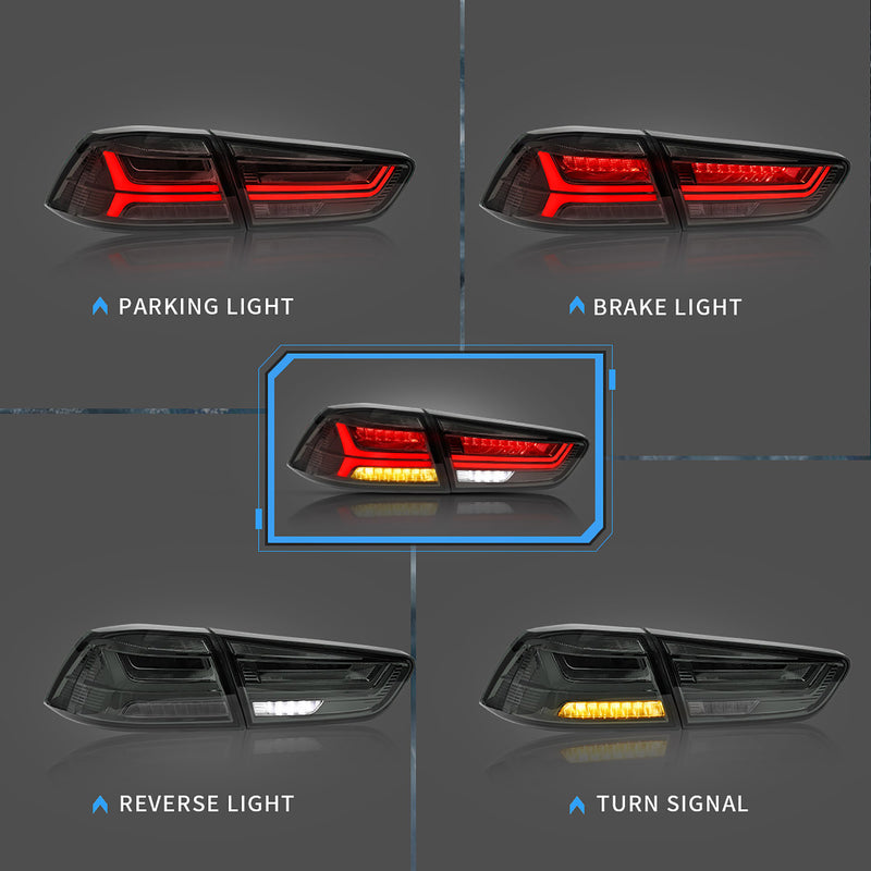 VLAND Dual Beam Projector Headlights and Tail Lights for Mitsubishi Lancer EVO X 2008-2017 (Multi-Choice Combination)