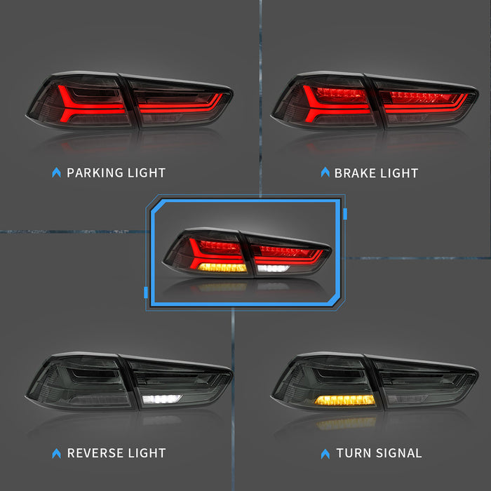 VLAND Dual Beam Projector Scheinwerfer und Rücklichter für Mitsubishi Lancer EVO X 2008-2018 (Multi-Choice-Kombination)