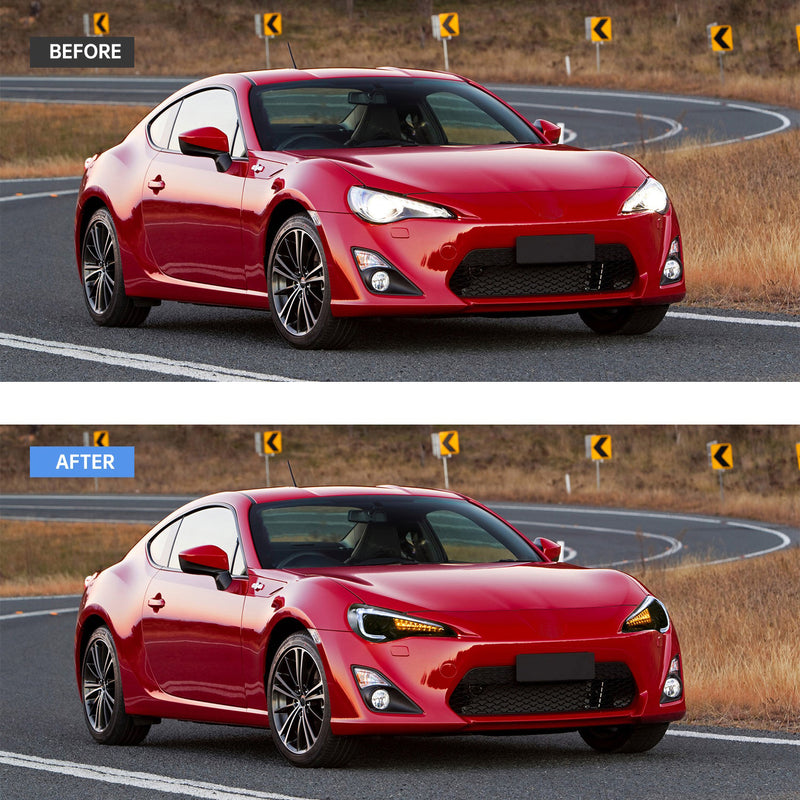 VLAND Dual Beam Projector Headlights + Full LED Tail Lights for Toyota 86 12-20 Subaru BRZ 13-20 Scion FR-S 13-20
