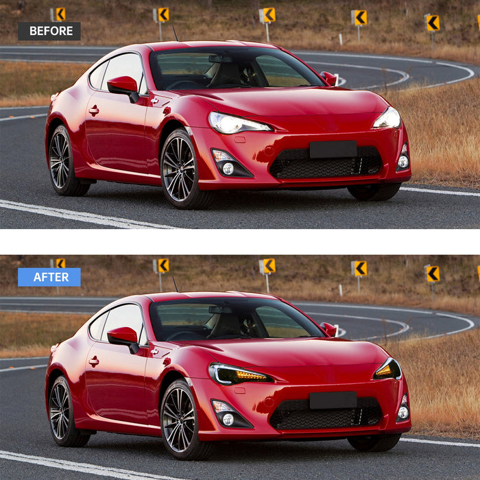 VLAND Set of Dual Beam Projector Headlights and Full LED Tail Lights for Toyota 86 2012-2020 Subaru BRZ 2013-2020 Scion FR-S 2013-2020