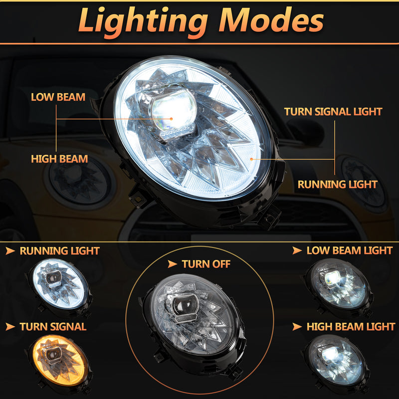 Reflektory LED VLAND + światła tylne LED do Mini Cooper F56 2014-2018 z funkcją animacji