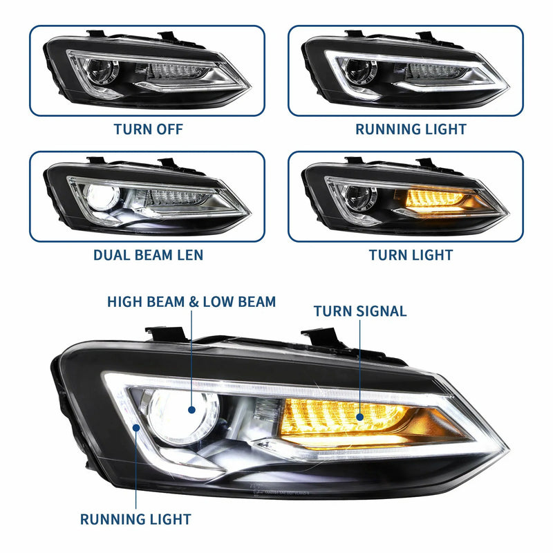 VLAND Dual Beam LED Headlights for Polo/Polo GTI 2011-2017
