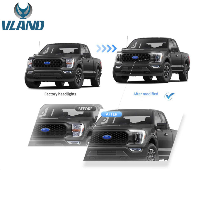 VLAND LED Matrix Projector Headlights for Ford F150 14th Gen 2021-2023