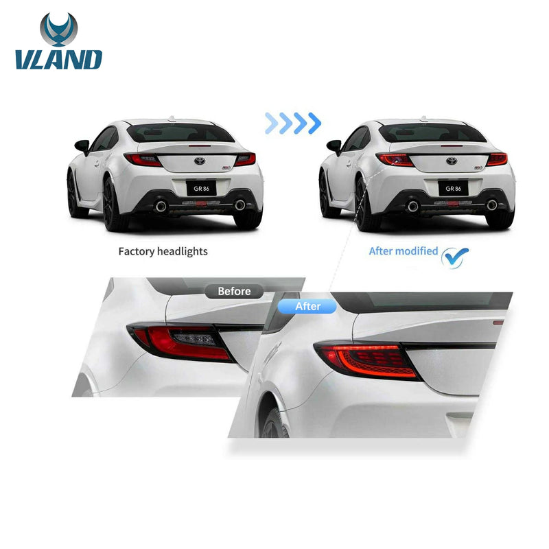 VLAND Full LED Tail Lights for Toyota GR86 / Subaru BRZ 2nd Gen ZN8/ZD8 2021-2024