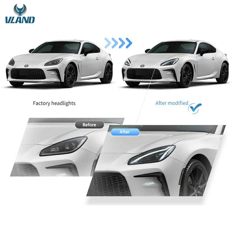 VLAND Full LED Dual Beam Projector Headlights for Toyota GR86 2021-2024 ZN8 2nd Gen / Subaru BRZ 2021-2024 ZD8 2n Gen