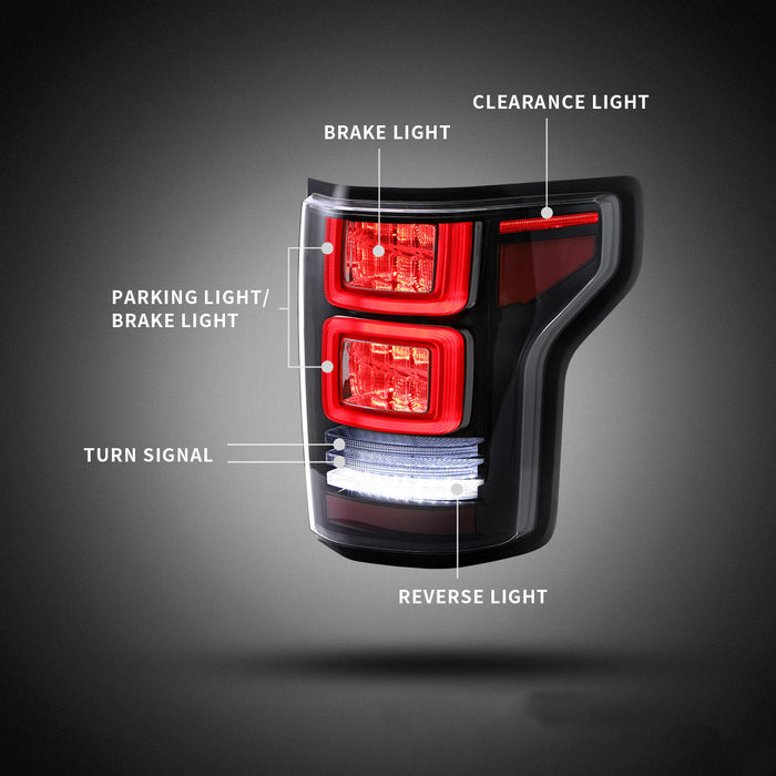 Feux arrière Vland Full LED pour camionnette Ford F150 2015-2020 avec indicateur dynamique YAB-F150-0308