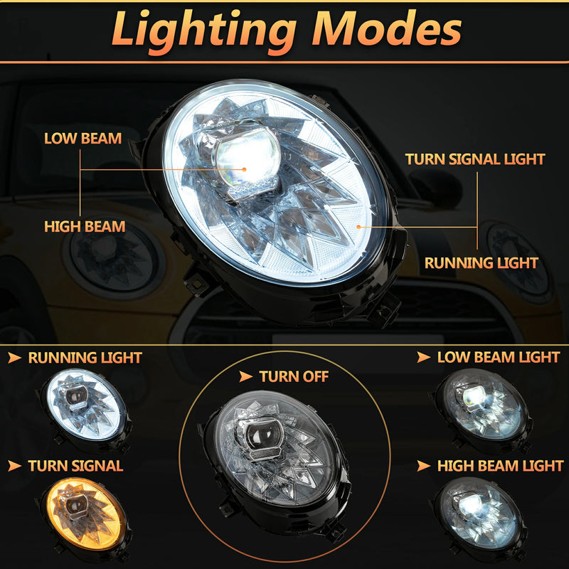 VLAND LED Headlights For Mini Cooper F56 2014-2023 DRL With Animation Function