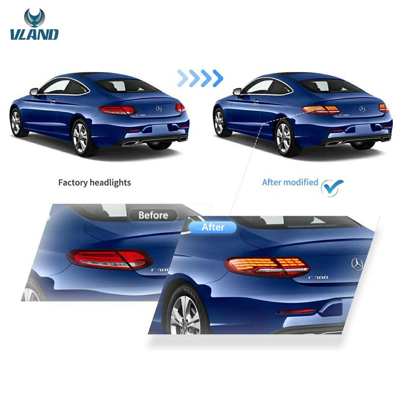 VLAND Full LED Tail Lights for Mercedes-Benz C-Class C205 Coupe 2015-2023 A205 Cabriolet/Convertible 2016-2023 4th Gen