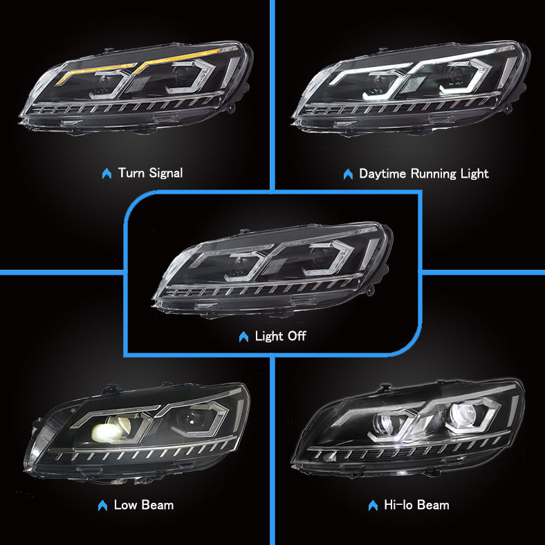 Reflektory VLAND Full LED Dual Beam dla Passata 2011–2015 1. generacji (pierwsza generacja A32/A33. Ameryka Północna)