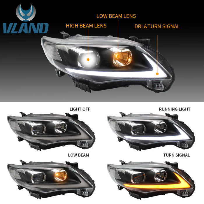 VLAND LED Headlights  for Toyota Corolla 2011-2013 (US Model)