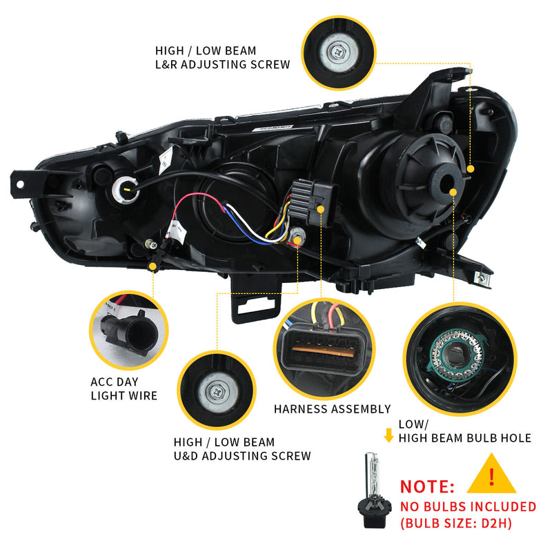 VLAND Demon Eye Projector Headlights LED Tail Lights Combo For Mitsubishi Lancer EVO X 2008-2017