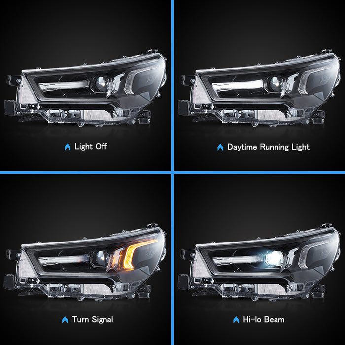 VLAND LED Dual Beam Headlights for Toyota Hilux / Revo 2021-2024 8th Gen 2nd Facelift Models (AN110/120/130)
