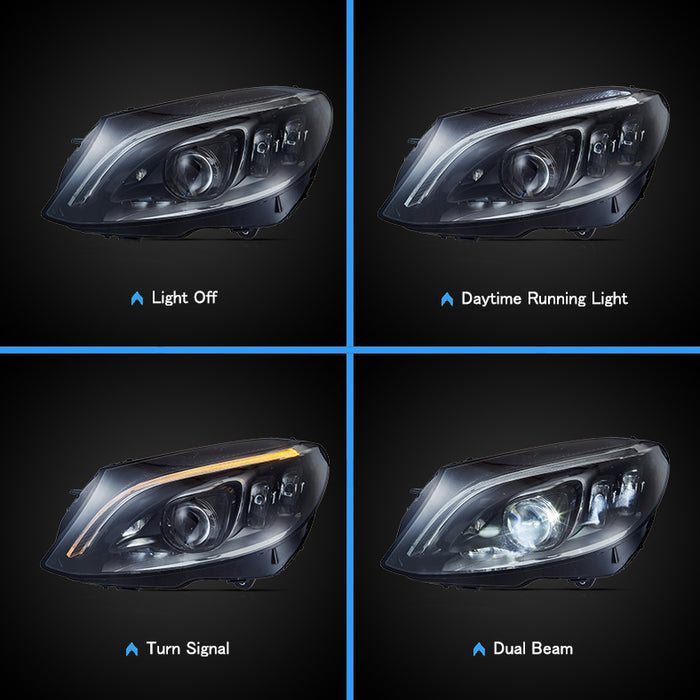 VLAND Full LED Projector Headlights with blue For Mercedes Benz C-Class W205 2015-2020
