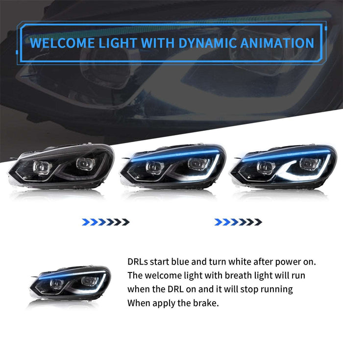 VLAND Dual Beam Head Light For Volkswagen VW Golf 6 / MK6 2008-2014