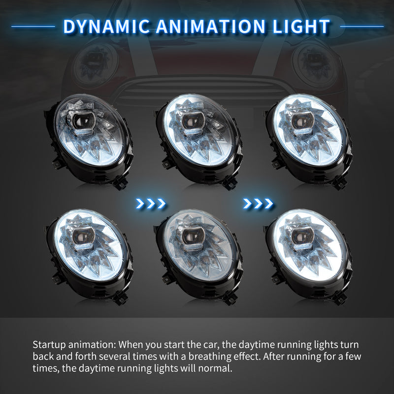 Reflektory LED VLAND + światła tylne LED do Mini Cooper F56 2014-2018 z funkcją animacji