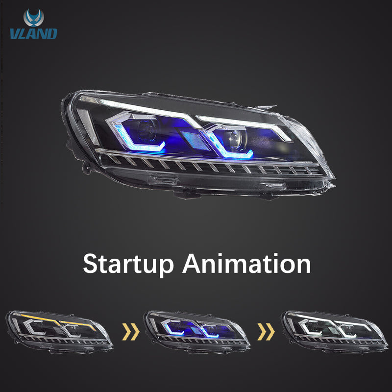 Reflektory VLAND Full LED Dual Beam dla Passata 2011–2015 1. generacji (pierwsza generacja A32/A33. Ameryka Północna)