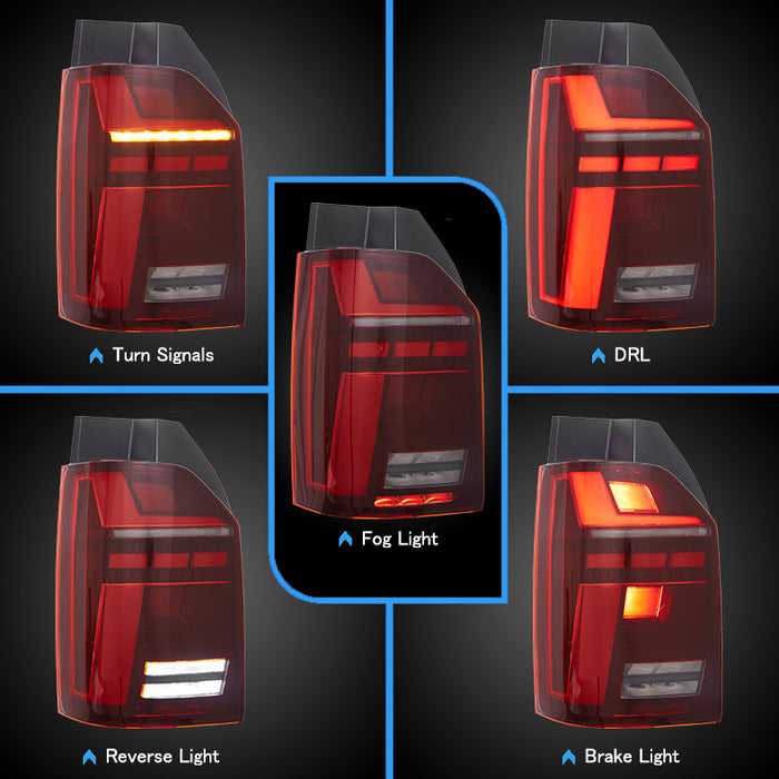 VLAND Full LED Tail Lights for Volkswagen / VW Transporter Caravelle Multivan T6 2015-2020 & T6.1 2019-2020