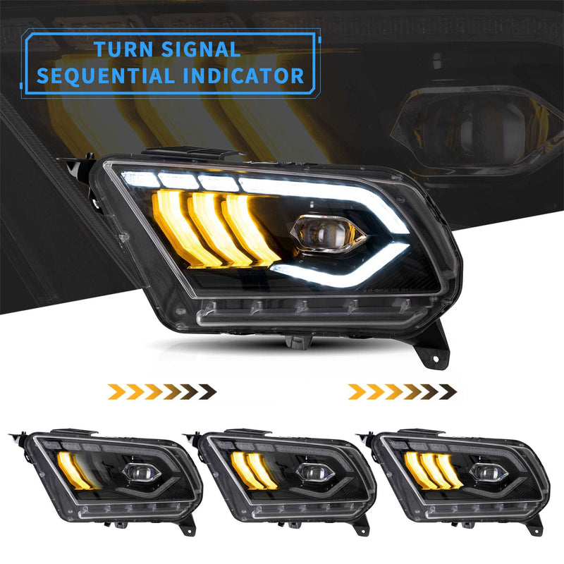 VLAND Full LED Headlights & 7-Modes Switchable Full LED Taillights for Ford Mustang 2010-2012 5th Gen