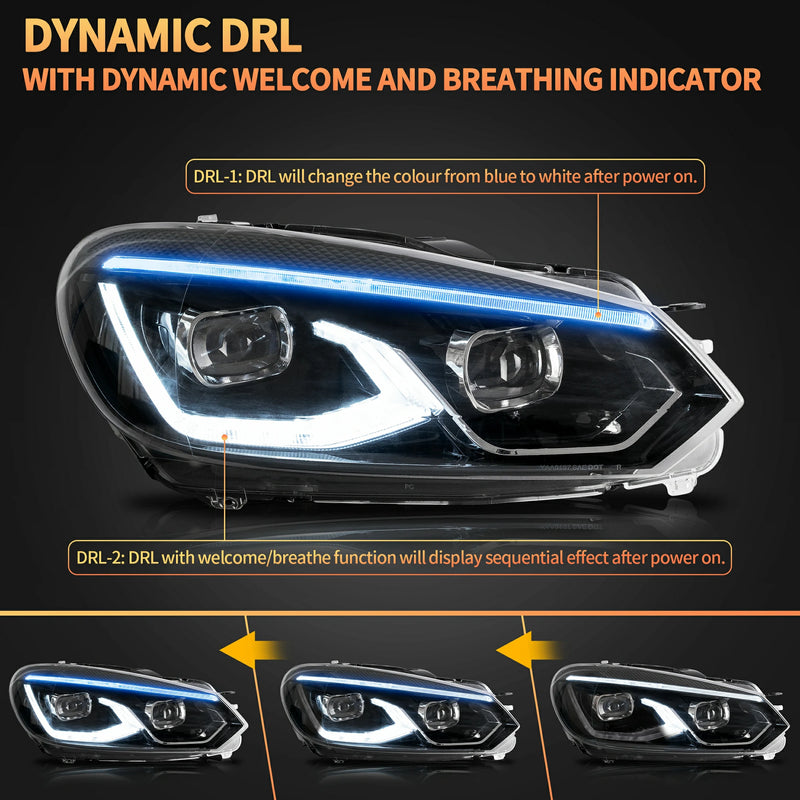 VLAND Dual Beam Head Light For Golf 6 / MK6 2008-2014