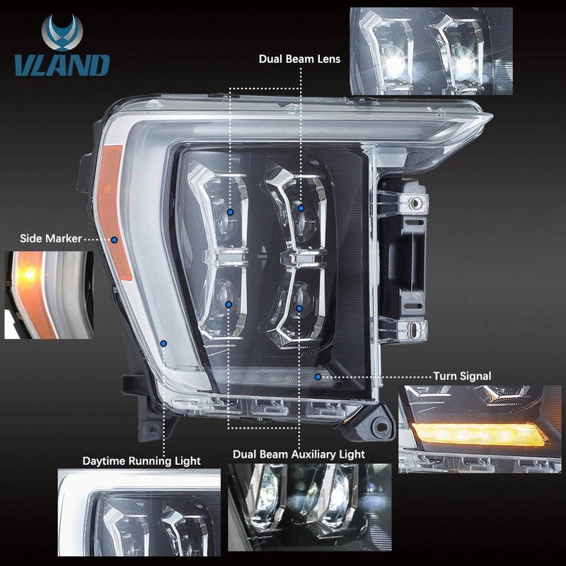 VLAND LED Matrix Projector Headlights for Ford F150 14th Gen 2021-2023