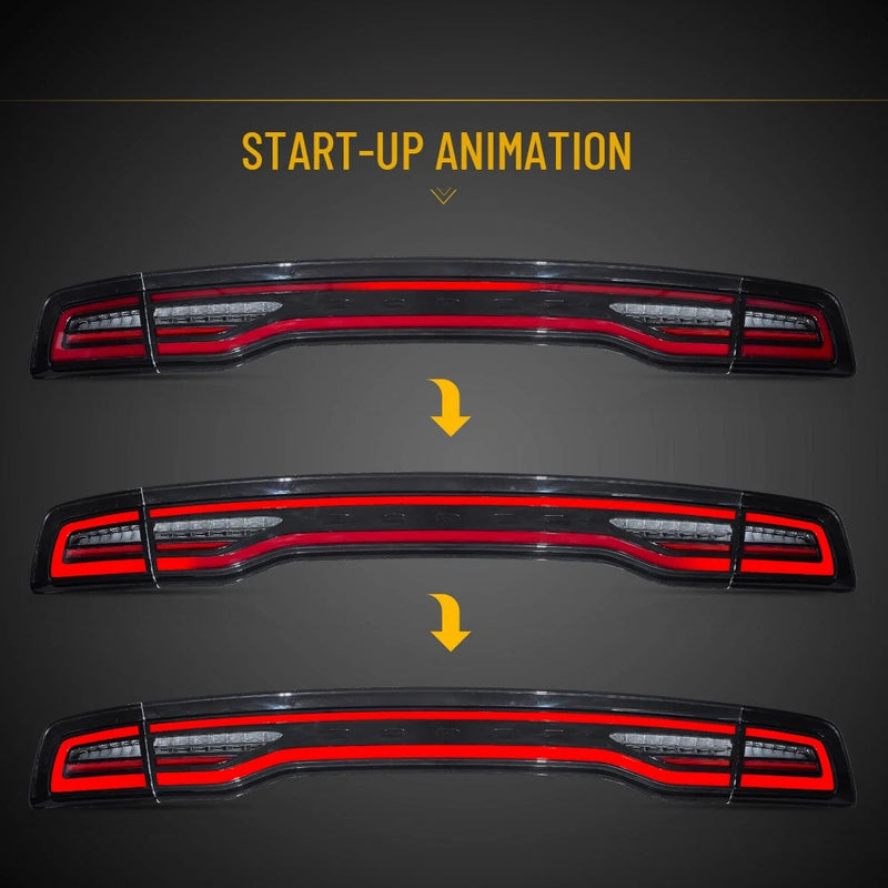 Vland LED Tail Lights For Dodge Charger 2011-2014 Red Turn