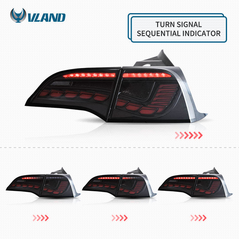 VLAND LED Tail Lights for Tesla Model 3 2007-2022 with Start Up Animation Sequential Red Indicator (US Model)