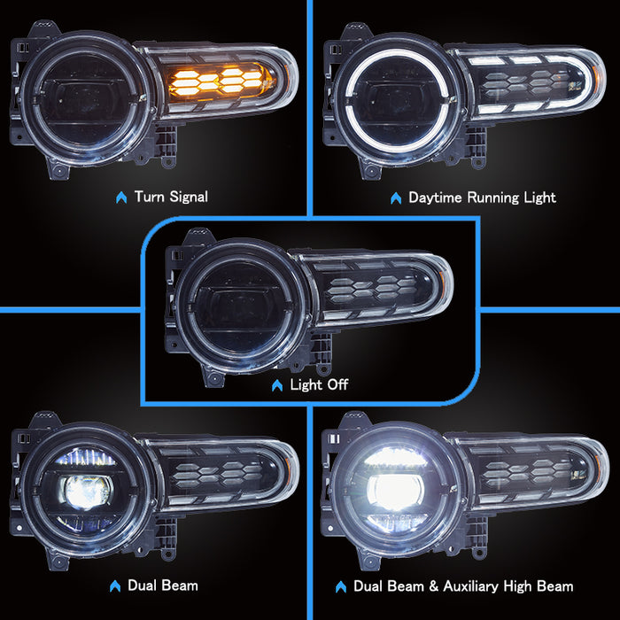 VLAND Full LED Dual Beam Headlights for Toyota FJ Cruiser 2007-2023 1st Gen w/ Sequential Indicator Dynamic Mode