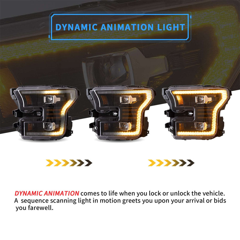 VLAND Full LED Headlights and Tail Lights For Ford F150 2015-2017