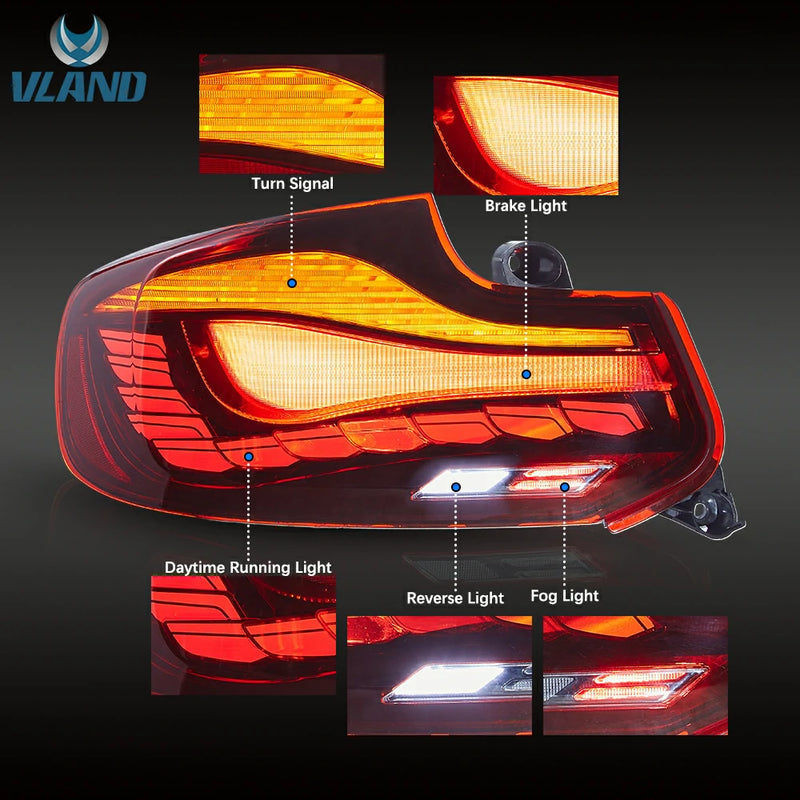 VLAND Full LED Tail Lights for BMW 2 Series M2 2014-2021 1st Gen (F87/F22/F23) w/ Startup Animation Selectable [GTS Style]