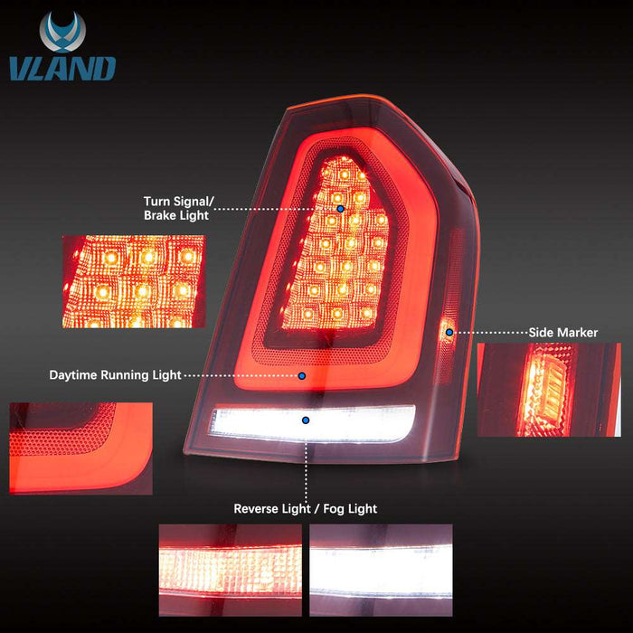VLAND Full LED Tail Lights for Chrysler 300/Lancia Thema 2011-2014 2nd Gen LD