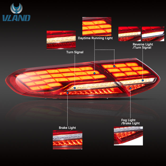 VLAND Full LED Tail Lights for Mercedes-Benz C-Class C205 Coupe 2015-2023 A205 Cabriolet/Convertible 2016-2023 4th Gen