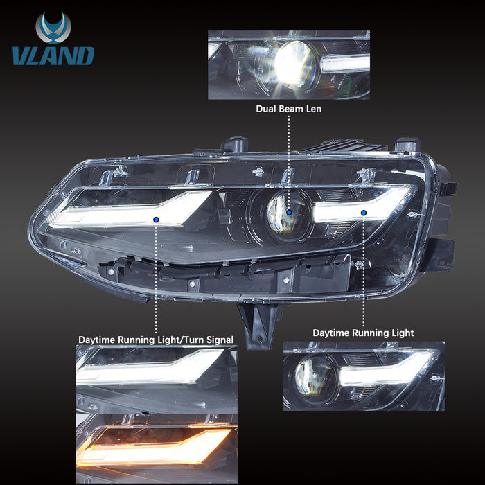 VLAND Full LED Dual Beam OE Headlights for Chevrolet Camaro 2019-Present 1LS/1LT/2LT/3LT/LT1 2Door RWD Coupe / Convertible