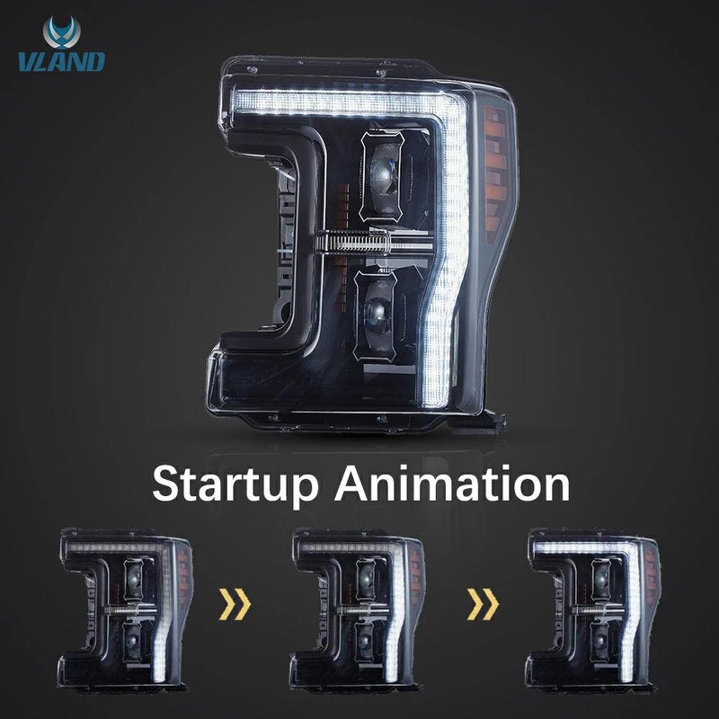 Reflektory projektorowe LED VLAND do Forda F250/F350/F450/F550 Super Duty 2017–2019 Pickup Truck 4. generacji