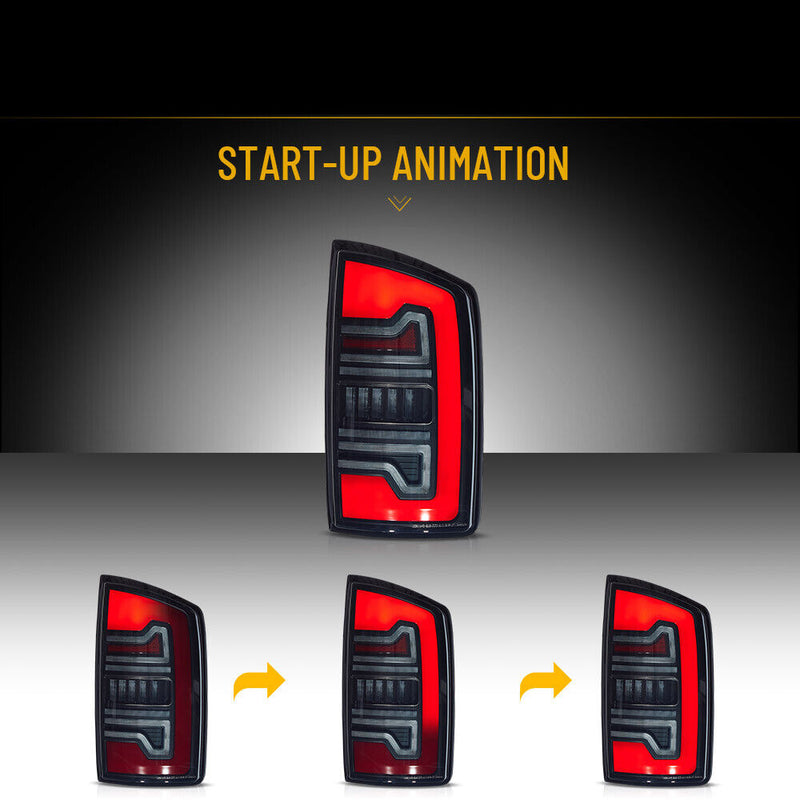 VLAND Smoked Full  LED Tail Lights For 2002-2006 Dodge Ram 1500 2500 3500 w/Start-up