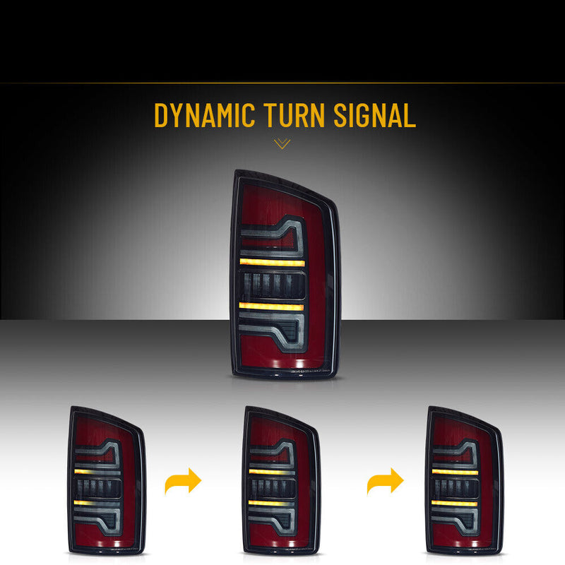 VLAND Smoked Full  LED Tail Lights For 2002-2006 Dodge Ram 1500 2500 3500 w/Start-up