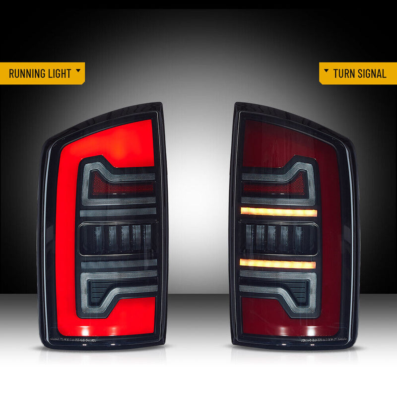 VLAND Smoked Full  LED Tail Lights For 2002-2006 Dodge Ram 1500 2500 3500 w/Start-up