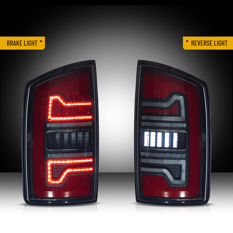 VLAND Smoked Full  LED Tail Lights For 2002-2006 Dodge Ram 1500 2500 3500 w/Start-up