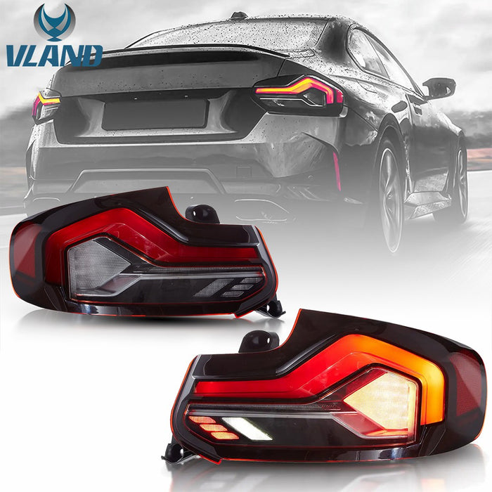 VLAND Full LED Tail Lights for BMW 2 Series M2 2014-2021 1st Gen (F87/F22/F23) w/ Sequential Turn [2nd Gen Coupé Style]