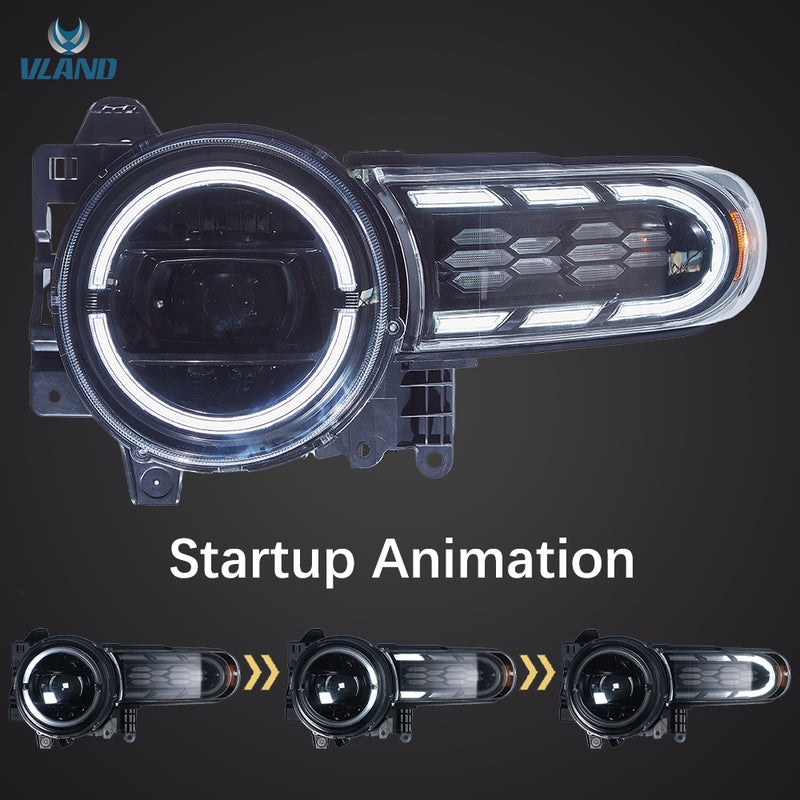 VLAND Full LED Dual Beam Headlights / Sequential DRL Side Lamps for Toyota FJ Cruiser 2007-2023