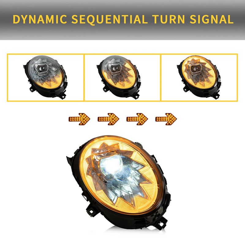 VLAND LED Headlights For Mini Cooper F56 2014-2023 DRL With Animation Function