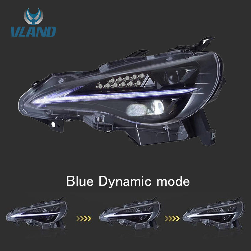 VLAND Full LED Dual Beam Headlights + LED Tail Lights for Toyota 86 2012-2020, Subaru BRZ 2013-2019 and Scion FR-S 2013-2016 1st Gen (First generation ZN6/ZC6) w/ sequential Turn Signal