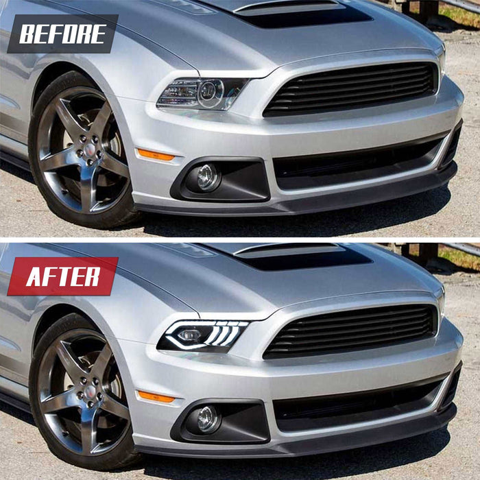 VLAND Full LED Headlights & 7-Modes Switchable Full LED Taillights for Ford Mustang 2010-2012 5th Gen