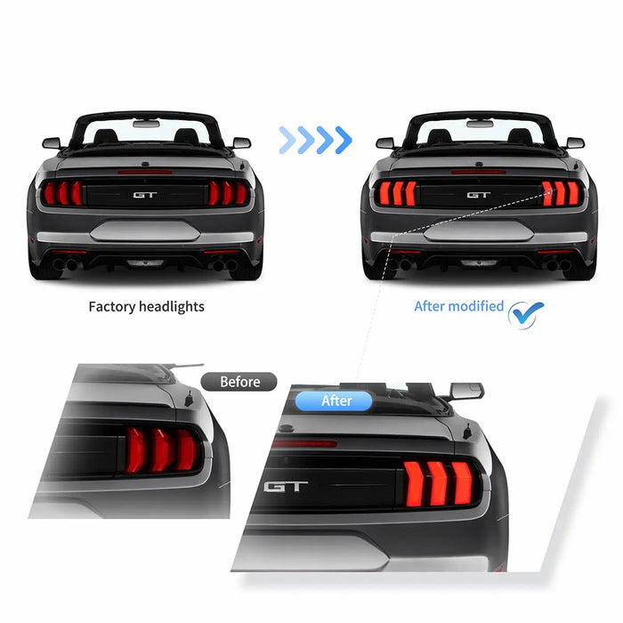 VLAND LED Tail Lights for Ford Mustang 2015-2023 6th Gen 5-Mode Turn Signal Switchable
