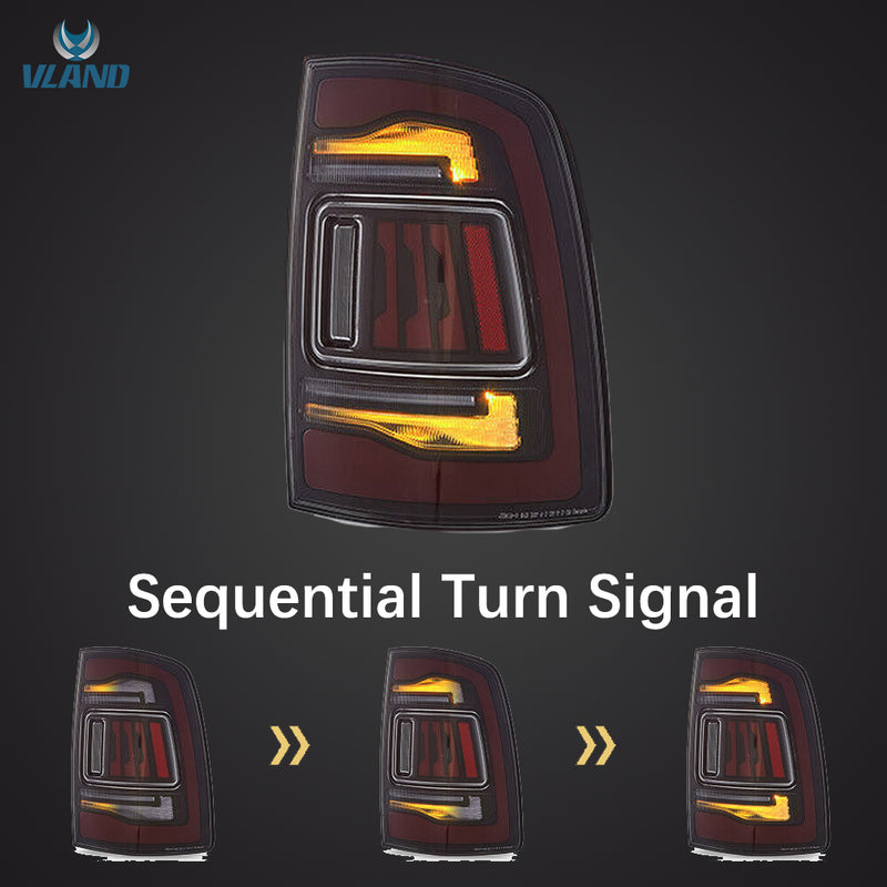 VLAND Full LED Tail Lights for Dodge Ram 1500 2009-2018 w/ Start-up Animation