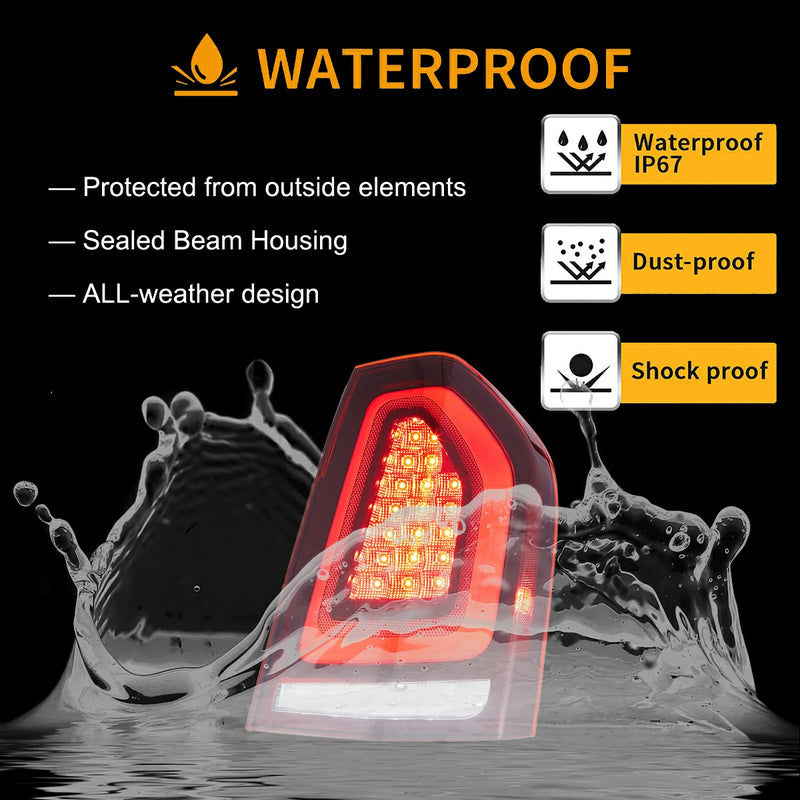 VLAND Dual Beam Projector Headlights and FULL LED TAIL LIGHTS FOR CHRYSLER 300/LANCIA THEMA 2011-2014 2ND GEN LD