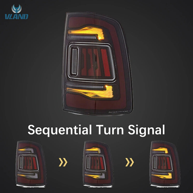 VLAND LED Reflector Projector Headlights + LED Tail Light for 09-18 Dodge RAM 1500/2500/3500