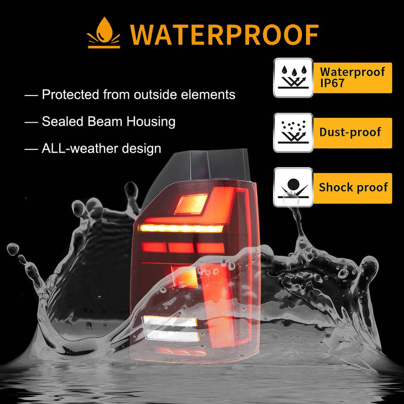 VLAND Full LED Tail Lights for Volkswagen / VW Transporter Caravelle Multivan T6 2015-2020 & T6.1 2019-2020
